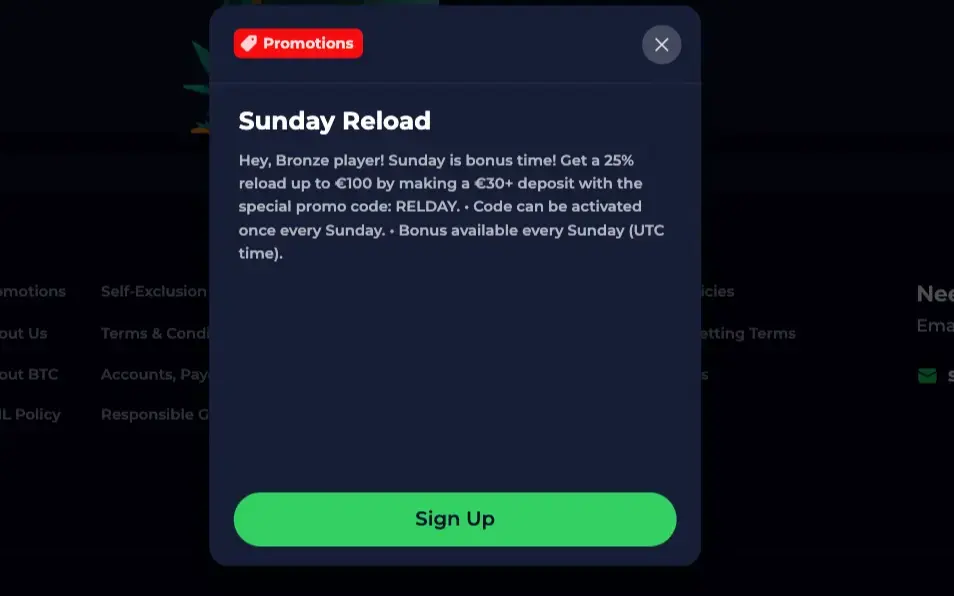 NineWin Casino NineWin Reload Bonus